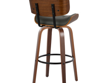 Lombardi - Mid-Century Modern Fixed Height Barstool With Swivel With Round Footrest (Set of 2)