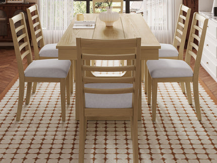 Extendable Dining Set, Farmhouse Extendable Table With Upholstered Chairs