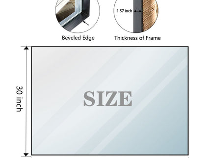 Rectangular Bathroom Mirror Square Angle Metal Frame Wall Mounted Hanging Plates Wall Mount Mirror For Bathroom (Horizontal & Vertical)