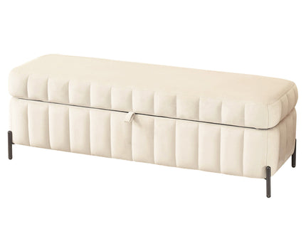 Wide Upholstered Storage Soft Bench Ottoman With Metal Legs
