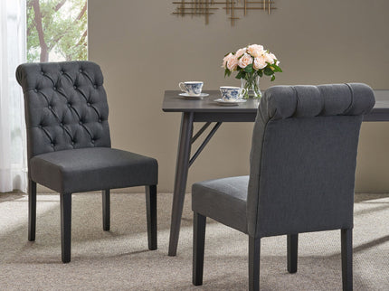 Broxton - Tuft Dining Rolltop Chairs With Button Tufted Backrest (Set of 2)
