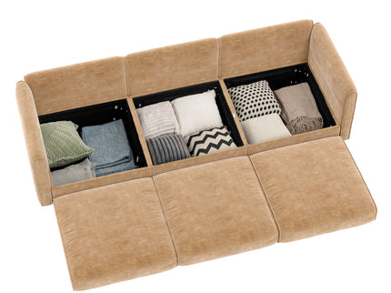 Stylish Sofa With Storage Seat And Cylindrical Backrest
