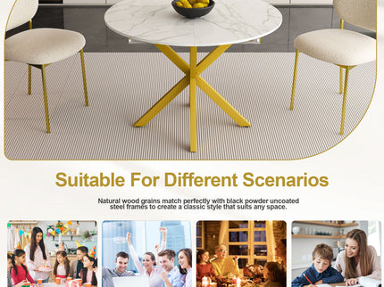 Round Dining Table With Extendable Blades, X Base