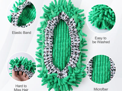Microfiber Mop Slippers For Floor Cleaning, Machine Washable, 3 Pieces - Blue / Green / Red
