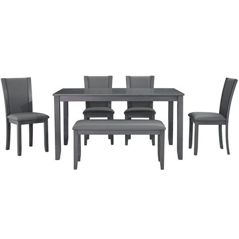 Dining Table Set With Upholstered Chairs, Rectangular Dining Table Set