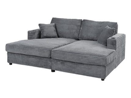 Oversized Loveseat Chaise With 2 USB Ports, 2 Cup Holders And 2 Throw Pillows