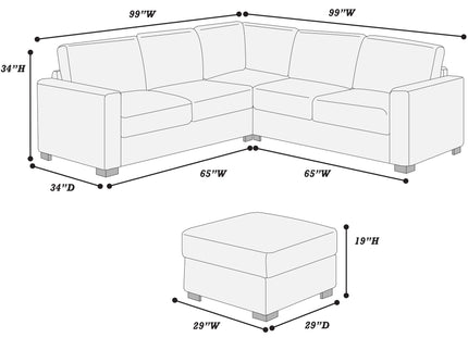 Modern Sectional Set With Cocktail Ottoman