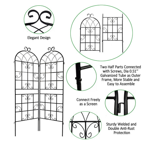 Metal Garden Rustproof Trellis For Climbing Plants Outdoor Flower Support