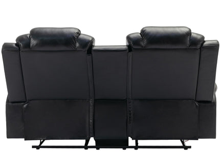 Home Theater Seating Manual Recliner Loveseat With Hide-Away Storage, Cup Holders And Led Light Strip For Living Room