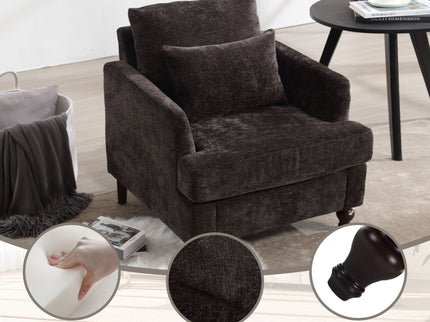 Modern Mid Century Wood Frame Armchair With Tufted Design