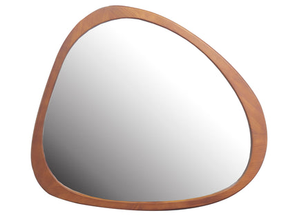 Asymmetrical Wall Mirror Wooden Framed Mirror Large Sized Dressing Mirror, For Living Room, Bedroom, Bathroom, Hallway Or Entry Way - Natural Wood
