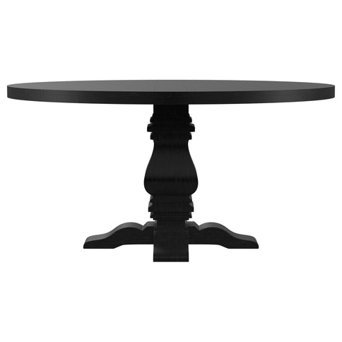 Allende - Round Dining Pedestal Table With Carved Base - Black