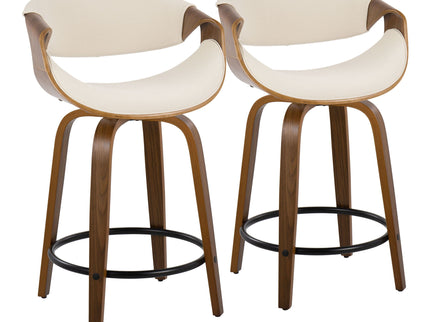 Curvini Mid - Century Modern Fixed Height Counter Stool With Swivel (Set of 2)