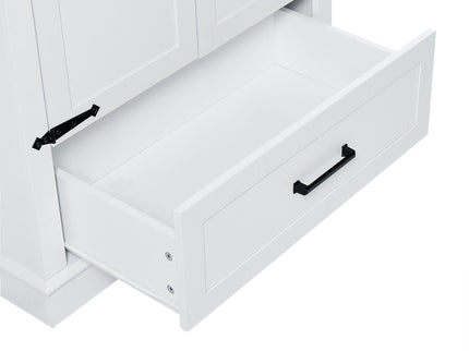 Tall Bathroom Storage Cabinet With 2 Doors And 2 Drawer, Adjustable Shelf - White