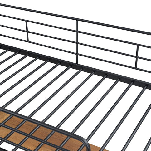 Loft Bed & 3 Layers Of Shelves And L-Shaped Desk