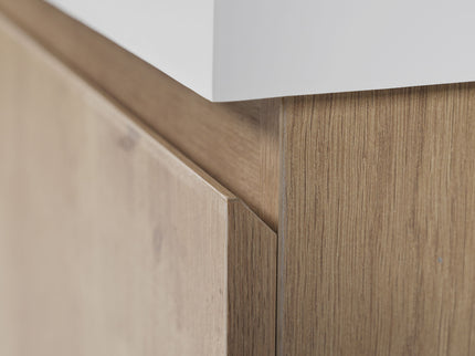 Double Sink Bathroom Vanity, Cabinet & Soft Close Doors, Divided Drawers, Wall Mounted Storage - Wood