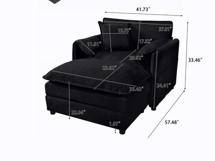 Oversized Chair With Movable Ottoman, Soft Upholstered Lounge Chair
