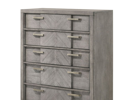 5 Drawer Chest Book Matched Veneers - Gray