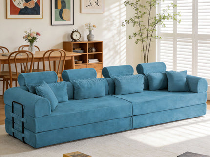 Modern L-Shape Modular Sectional Sofa, Compressed Design