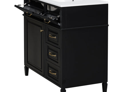 Modern Bathroom Vanity With Sink Top, Flip Drawer Design