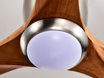 Flush Mount Fan Light, 3 Blades Ceiling Fan With Lights Remote Control, Quiet DC Motor, 6 Speed - Nickel