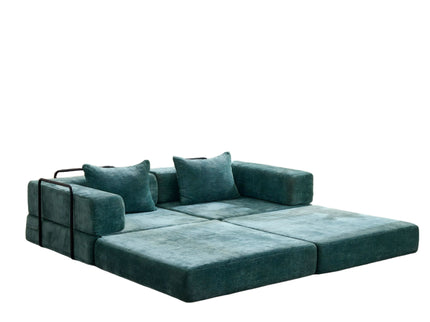Convertible Floor Sofa Bed With Pillow Back Support Armrest