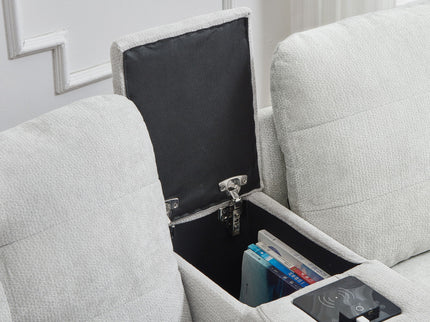 Modern Sectional Sofa U-Shaped With Movable Ottomans, tooth Speakers, LED Lights And Modular Storage