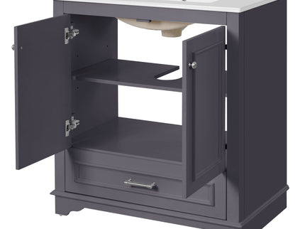 Bathroom Vanity With Sink, Cabinet & 2 Soft Closing Doors & Adjustable Shelf