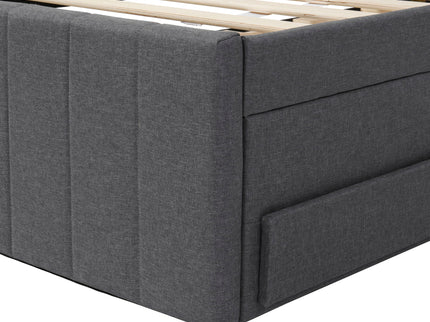 Upholstered Platform Bed With Twin Size Trundle And 3 Drawers