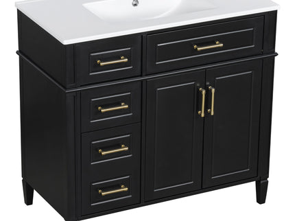 Bathroom Vanity With Sink, 4 Drawers, 2 Doors