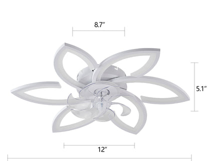30" Flower 6 Speed Ceiling Fan With Remote Controlled LED Lights, Low Profile Flush Mount Fan