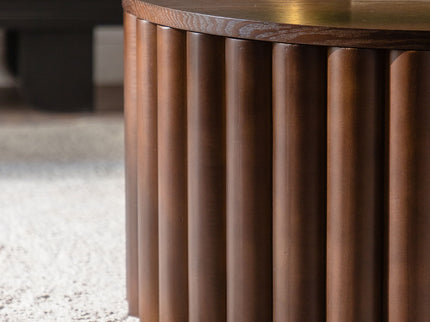 Round Coffee Table With Lift Mechanism For Living Room - Walnut