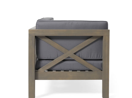 Aura - 2 Piece Outdoor Set With X Back Left Bench And Corner - Dark Gray