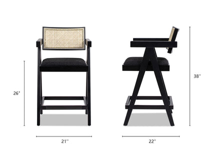 Milan - Modern Webbing Back Stool With Arms (Set of 3)