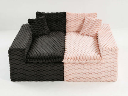 Multifunctional Sofa Pink Black, Fits 4 People