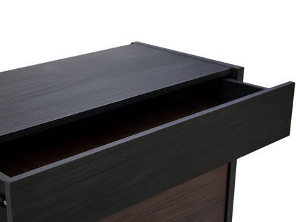 Modern Extendable & Rotating Cabinet With Drawer And Flip Doors For Versatile Storage - Black / Dark Walnut