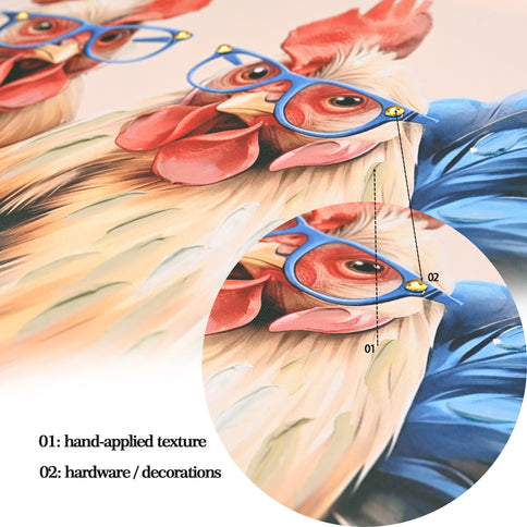 Rooster, Chicken Pictures Wall Decor For Home Decor - Yellow / Red