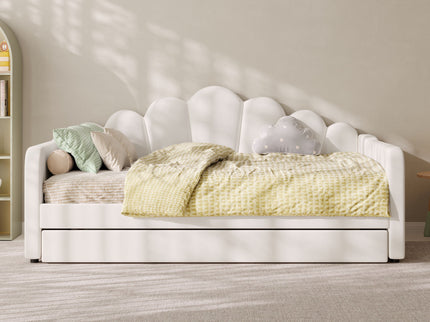Shell Shaped Upholstered Daybed Frame With Slats