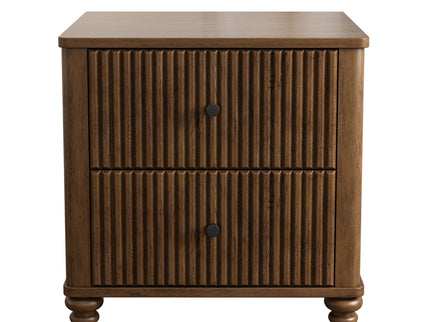 Modern Fluted Nightstand With 3 Drawers