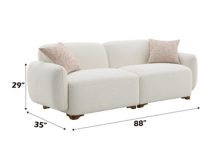 Darius - Boucle Sofa With 2 Toss Pillows - Beige