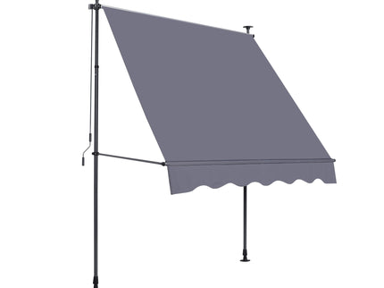 Manual Retractable Patio Awning, UV Resistant Sun Shade With No Drill Installation