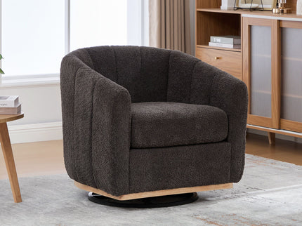 Swivel Upholstered Barrel Chair With Metal Base