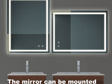 Bathroom Vanity Rectangle Mirror With Front Lighting, Anti Fog, Dimmable, Smart Memory Function