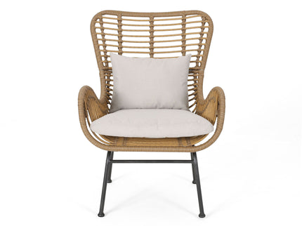 Modern Aesthetic Outdoor Rattan Accent Chair With Metal Legs
