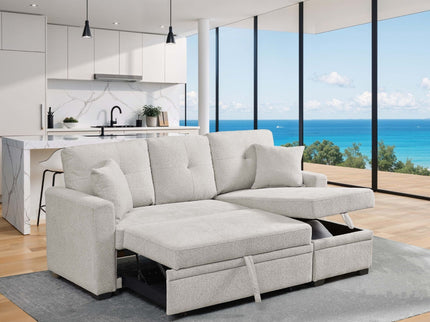 Upholstered Sectional & Pull Out Bed And Chaise Storage