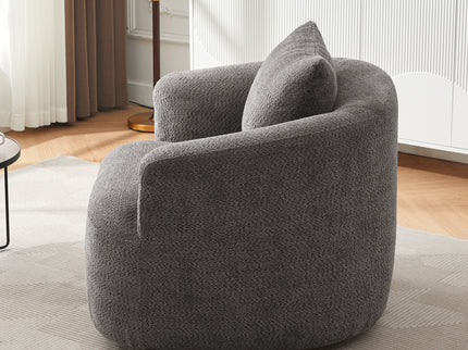 360° Swivel Barrel Sofa Chair With Throw Pillow, Upholstered Accent Chair