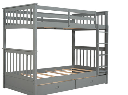 Bunk Bed With Ladders And 2 Storage Drawers