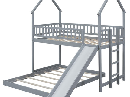 House Bunk Bed With Slide And Built In Ladder