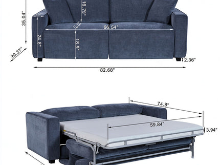 2 Seater Pull Out Sofa Bed, Modern Convertible Sleeper