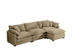Light Brown / 2 Pc. 3 Seater Sectional, Ottoman